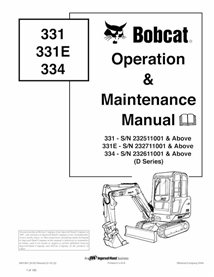 BOBCAT-6901957-OM Bobcat 331, 331E, 334 escavadeira compacta pdf manual de operação e manutenção