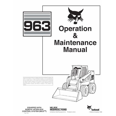 BOBCAT-963-6724543 Bobcat 963 skid loader pdf manual de operación y mantenimiento