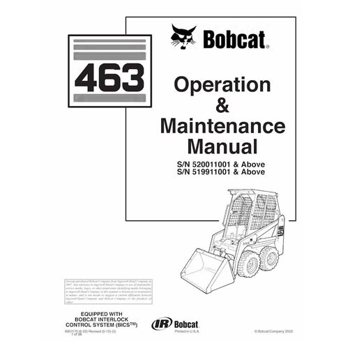 BOBCAT-6901175-OM Minicarregadeira Bobcat 463 manual de operação e manutenção em pdf