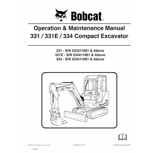 BOBCAT-6902612-OM Bobcat 331, 331E, 334 compact excavator pdf operation and maintenance manual