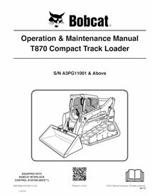 BOBCAT-T870-6987486 Bobcat T870 compact track loader pdf operation & maintenance manual