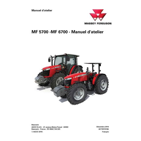 Manuel de service d'atelier de tracteur Massey Ferguson MF 5708/5709/5710/5711/6711/6712/6713 - Massey-Ferguson manuels - MF-...