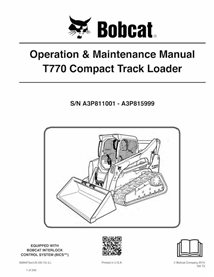 BOBCAT-T770-6989475 Bobcat T770 chargeuse compacte sur chenilles pdf manuel d'utilisation et d'entretien