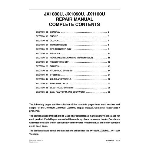 Manual de reparación del tractor Case Ih JX1080U / JX1090U / JX1100U - Caso IH manuales - CASE-87054728