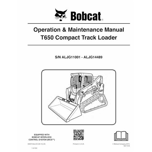 BOBCAT-T650-6990754 Bobcat T650 chargeuse compacte sur chenilles pdf manuel d'utilisation et d'entretien