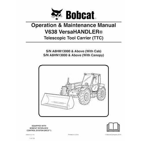 BOBCAT-V638-6989575 Portaherramientas telescópico Bobcat V638 pdf manual de operación y mantenimiento