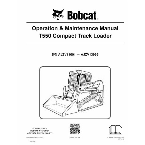 BOBCAT-T550-6990688 Carregadeira de esteira compacta Bobcat T550 manual de operação e manutenção em pdf