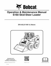 BOBCAT-S160-6987009 Minicarregadeira Bobcat S160 manual de operação e manutenção em pdf