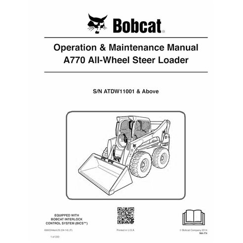 BOBCAT-A770-6990244 Minicarregadeira Bobcat A770 manual de operação e manutenção em pdf