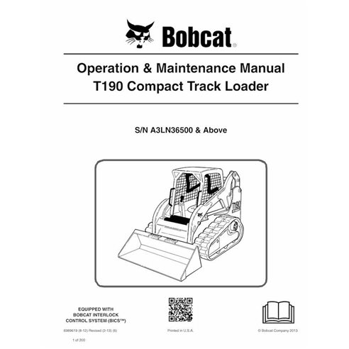 BOBCAT-T190-6989619 Bobcat T190 compact track loader pdf operation & maintenance manual