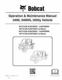 BOBCAT-3400-6990187 Bobcat 3400, 3400XL MY12, MY13 utility vehicle pdf operation & maintenance manual