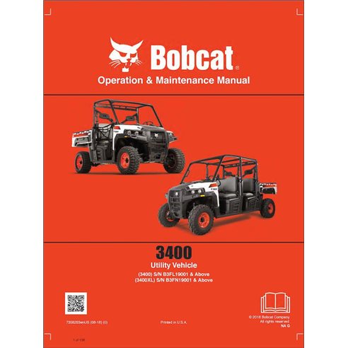 BOBCAT-3400-7358203 Bobcat 3400, 3400XL vehículo utilitario pdf manual de operación y mantenimiento