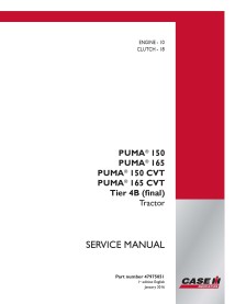 Manual de servicio del tractor Case Ih Puma 150/165/150 CVT / 165 CVT Tier 4B - Caso IH manuales - CASE-47975051