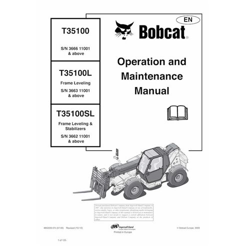 BOBCAT-T35100-4852220 Bobcat T35100, T35100L, T35100SL telescopic handler pdf operation & maintenance manual