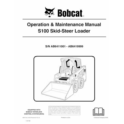 BOBCAT-S100-6987130 Bobcat S100 cargador de dirección deslizante pdf manual de operación y mantenimiento