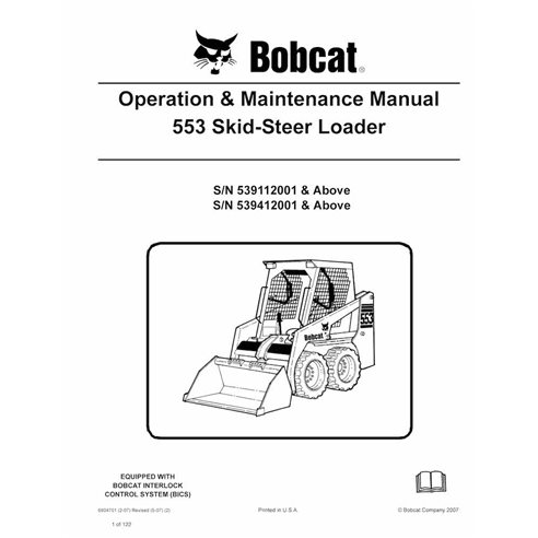 BOBCAT-6904701-OM Minicarregadeira Bobcat 553 manual de operação e manutenção em pdf