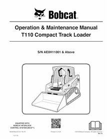 BOBCAT-T110-6904978 Bobcat T110 cargador de orugas compacto pdf manual de operación y mantenimiento