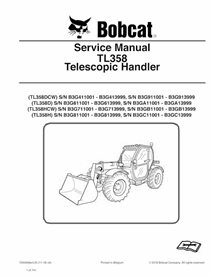BOBCAT-TL358-7265608 Manual de servicio del manipulador telescópico Bobcat TL358DCW, TL358D, TL358HCW, TL358H pdf