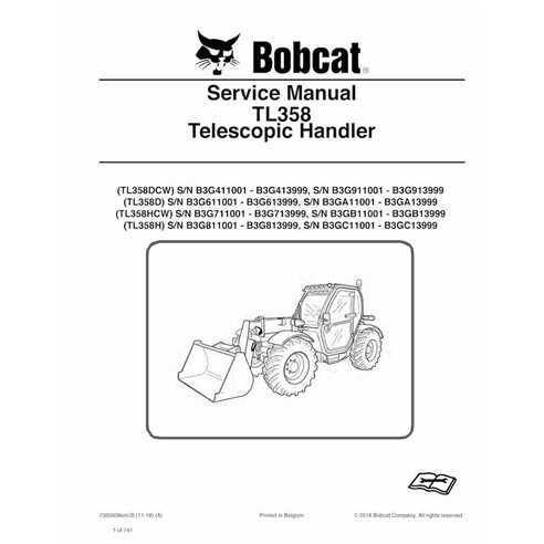 BOBCAT-TL358-7265608 Bobcat TL358DCW, TL358D, TL358HCW, TL358H manipulador telescópico pdf manual de serviço