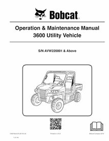 BOBCAT-3600-7246190 Bobcat 3600 utility vehicle pdf operation & maintenance manual