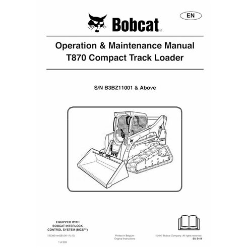 BOBCAT-T870-7253831 Bobcat T870 compact track loader pdf operation & maintenance manual