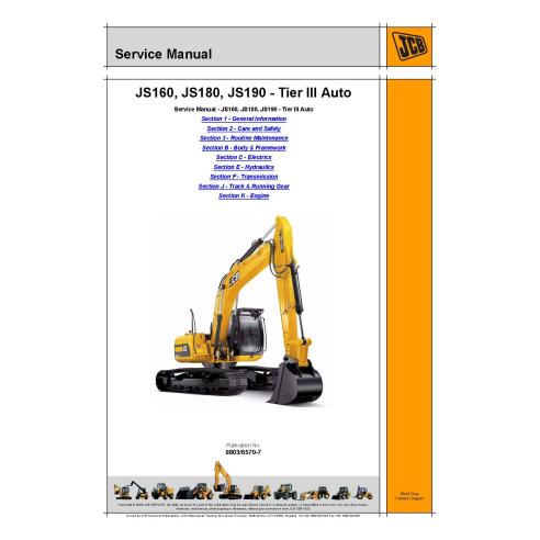 Manual de servicio de la excavadora Jcb JS160 / JS180 / JS190 Tier 3 - JCB manuales - JCB-9803-6570