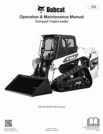 BOBCAT-T62-7353170-OM Manual de operación y mantenimiento del cargador compacto de orugas Bobcat T62 en pdf