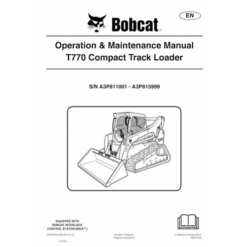 BOBCAT-T770-6990060 Bobcat T770 chargeuse compacte sur chenilles pdf manuel d'utilisation et d'entretien