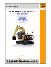 Manuel d'entretien de la pelle JCB JS200 Series - JCB manuels - JCB-9813-5550