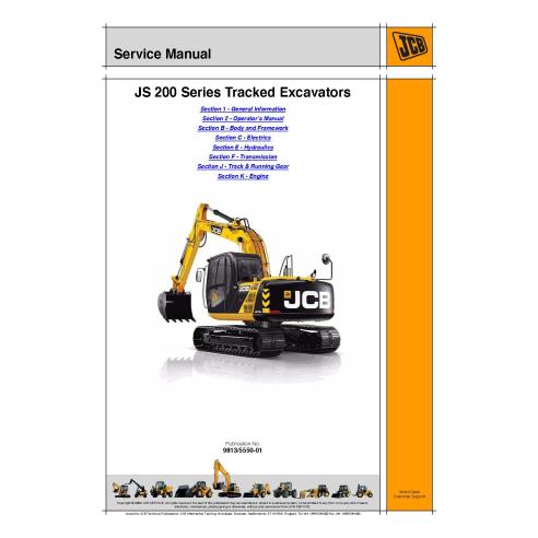 Manual de serviço da escavadeira Jcb JS200 Series - JCB manuais - JCB-9813-5550