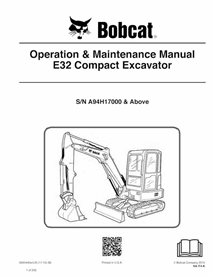 BOBCAT-E32-6990440 Bobcat E32 compact excavator pdf operation & maintenance manual