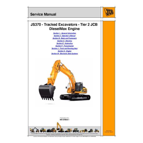 Manual de serviço da escavadeira Jcb JS370 Tier 2 - JCB manuais - JCB-9813-4850