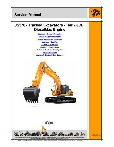 Manual de servicio de la excavadora Jcb JS370 Tier 2 - JCB manuales - JCB-9813-4850