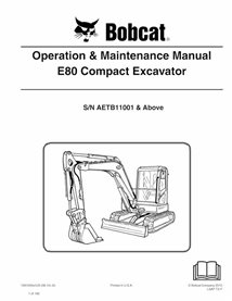 BOBCAT-E80-7281242 Bobcat E80 excavadora compacta pdf manual de operación y mantenimiento
