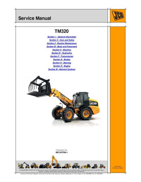 Manual de servicio del manipulador telescópico Jcb TM320 - JCB manuales - JCB-9813-4700