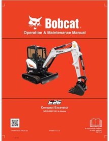BOBCAT-E26-7354961-OM Bobcat E26z compact excavator pdf operation and maintenance manual