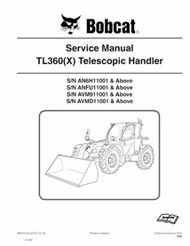 BOBCAT-TL360-6990100 Manipulador telescópico Bobcat TL360 , TL360X pdf manual de serviço