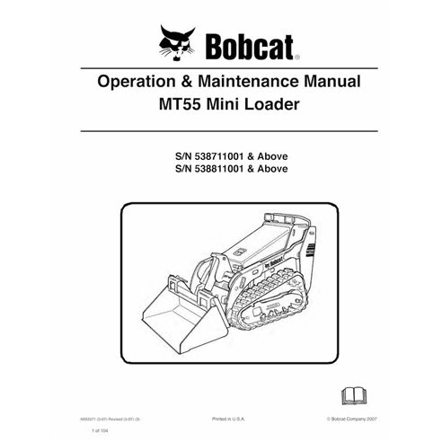 BOBCAT-MT55-6903371 Bobcat MT55 mini chargeuse sur chenilles pdf manuel d'utilisation et d'entretien