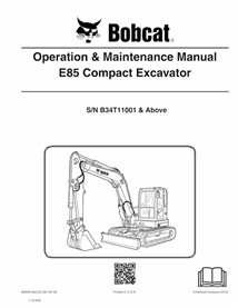 BOBCAT-E85-6990616 Bobcat E85 excavadora compacta pdf manual de operación y mantenimiento