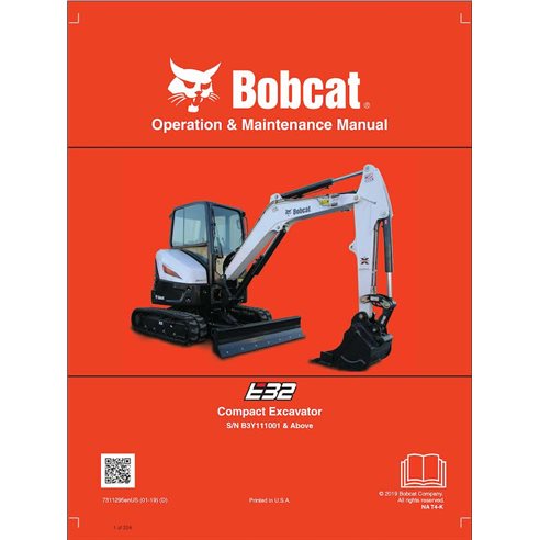 BOBCAT-E32-7311295 Manuel d'utilisation et d'entretien de la pelle compacte Bobcat E32 pdf