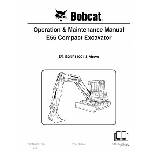 BOBCAT-E55-7300143 Manuel d'utilisation et d'entretien de la pelle compacte Bobcat E55 pdf