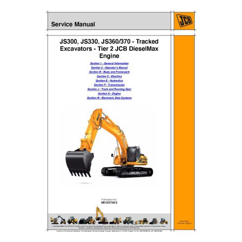 Manuel d'entretien de l'excavatrice Jcb JS300, / JS330 / JS370 Tier 2 - JCB manuels - JCB-9813-2750