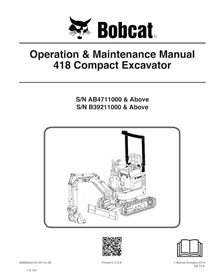 BOBCAT-6986852 Manual do operador da escavadeira compacta Bobcat 418 pdf