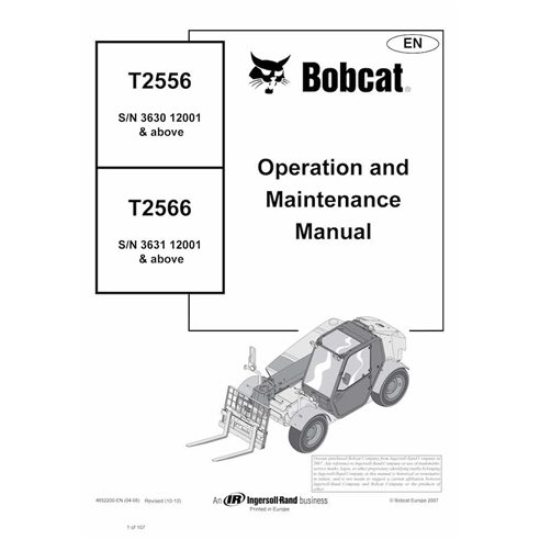 BOBCAT-T2556_T2566-4852200 Bobcat T2556, T2566 telescopic handler pdf operation & maintenance manual