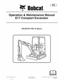 BOBCAT-E17-7255010 Manuel d'utilisation et d'entretien de la pelle compacte Bobcat E17 pdf