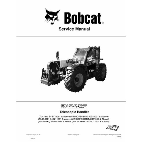 BOBCAT-TL4380-7318405 Bobcat TL4380, TL4380X, TL4380X2 manipulador telescópico pdf manual de servicio