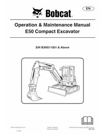 BOBCAT-E50-7300147 Bobcat E50 compact excavator pdf operation & maintenance manual