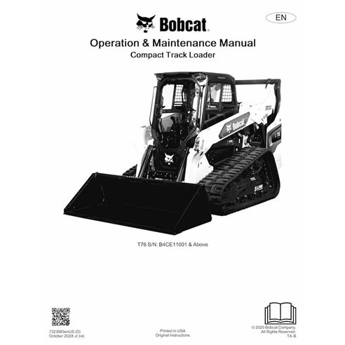 BOBCAT-T76-7323983-OM Manual de operación y mantenimiento del cargador compacto de orugas Bobcat T76 en pdf