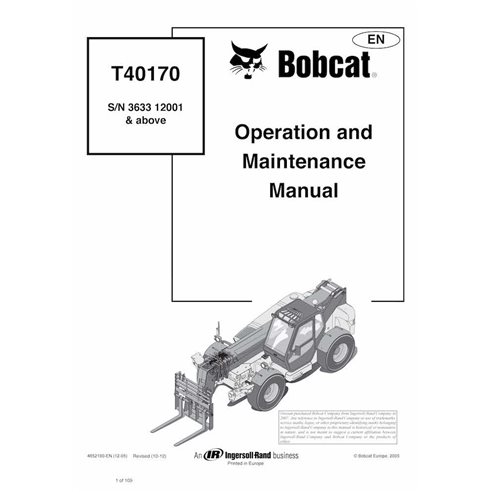 BOBCAT-T40170-4852190 Bobcat T40170 manipulador telescópico pdf manual de operación y mantenimiento