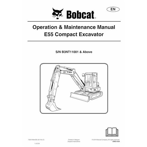 BOBCAT-E55-7300149 Bobcat E55 compact excavator pdf operation & maintenance manual